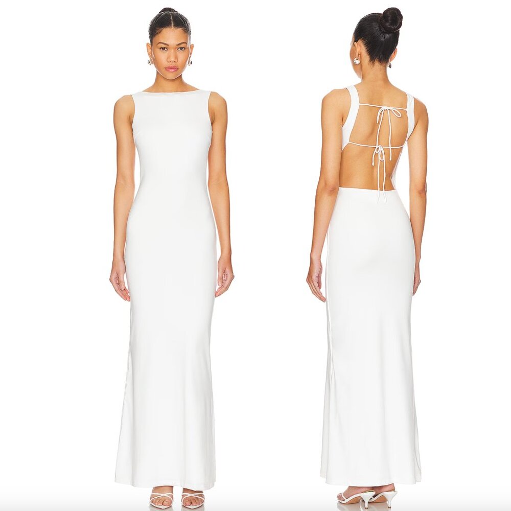 Superdown Astra Maxi Dress in White Backless Small Bridal Gown